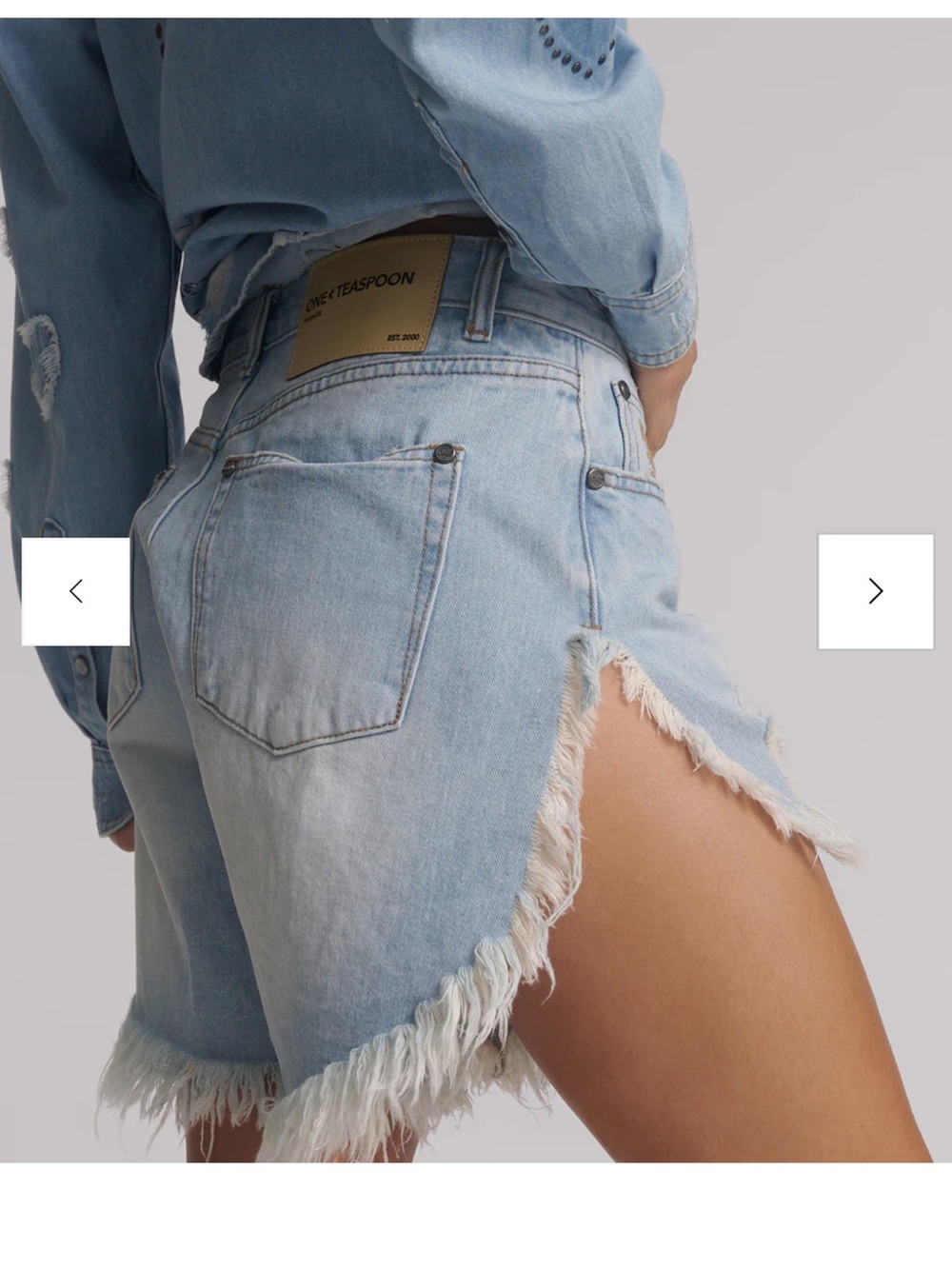 One Teaspoon Light Blue Distressed Denim Cutoff Shorts - Picture 2 of 7